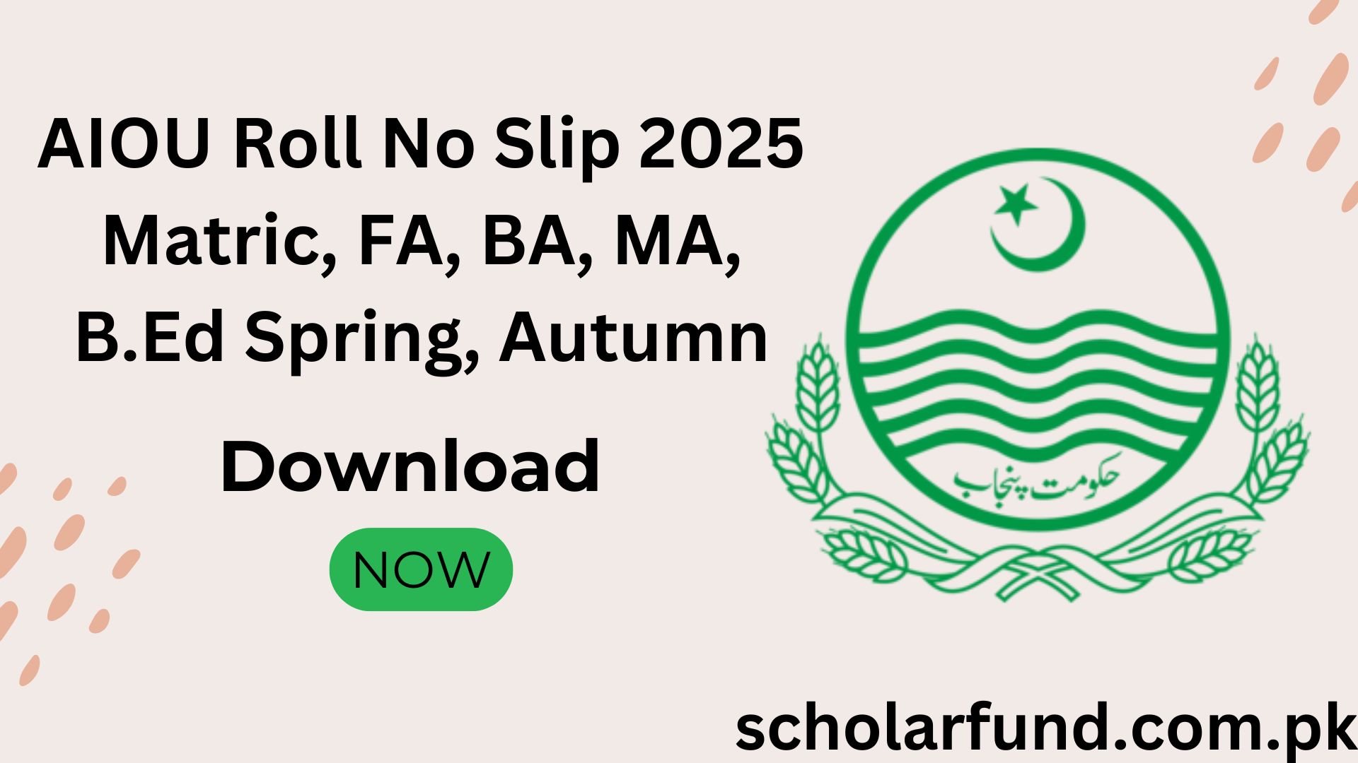 AIOU Roll No Slip 2025 Matric, FA, BA, MA, B.Ed Spring, Autumn