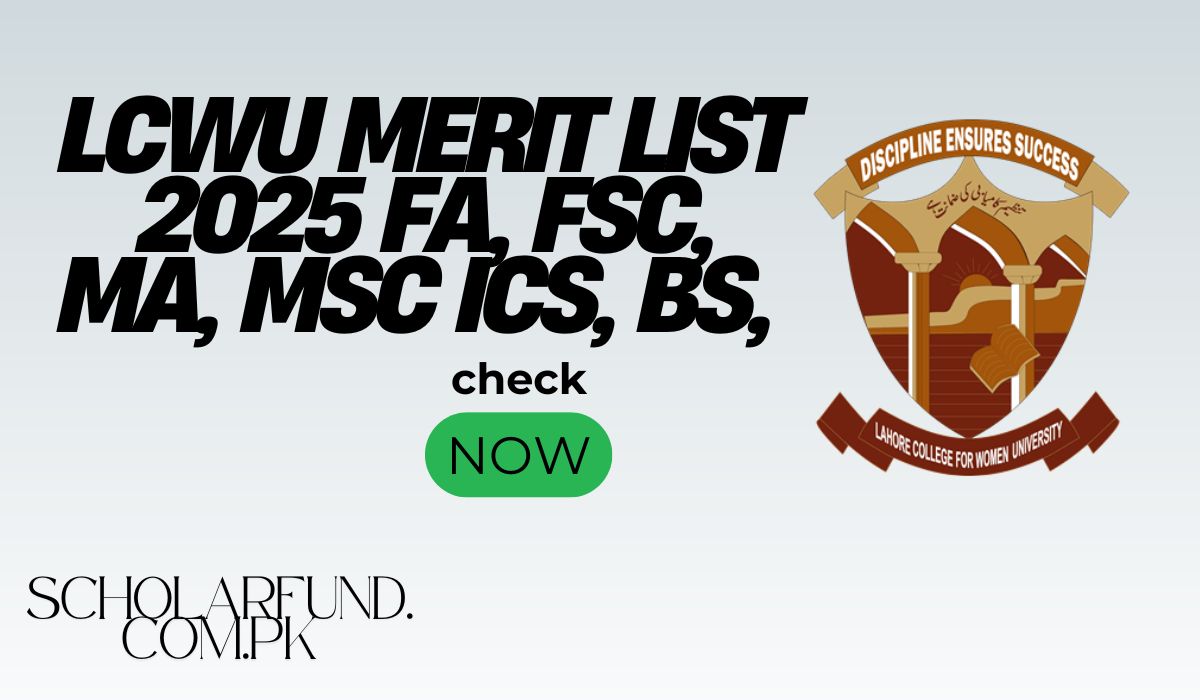 LCWU Merit List 2025 FA, FSc, MA, MSc ICS, BS,